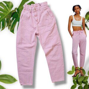 BNWT Zara Pink Paperbag Waist Jean, sz 0